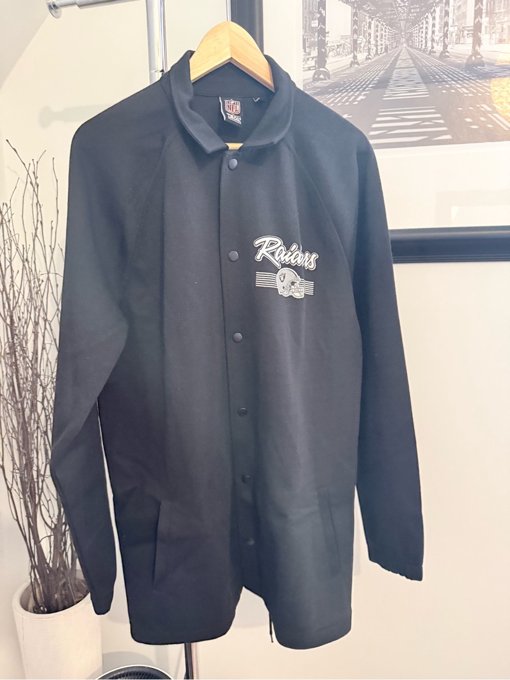 NFL Raiders Black Bomber Jacket with Embroidered Logo